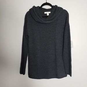 NWT Oversize Cowl Neck Gray Knit Sweater Ribbing